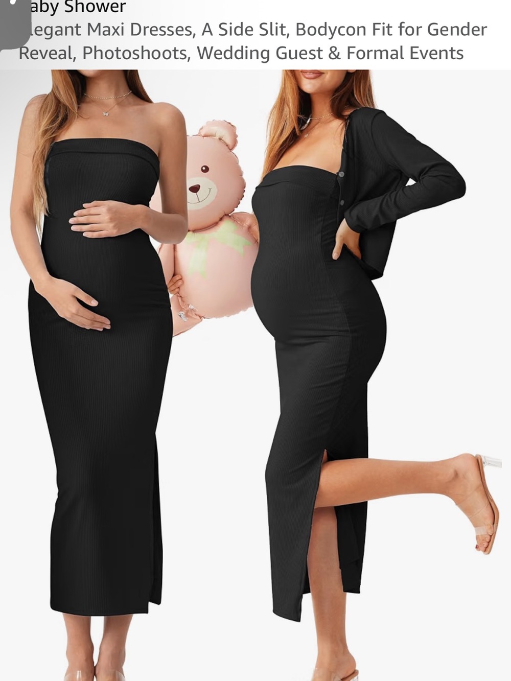 Amazon Women's Strapless Black Maternity Maxi Dress
